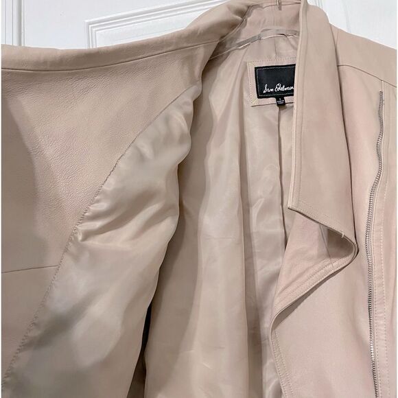 Sam Edelman Leather Bomber Jacket Neutral Blush Pink Size Small Lamb Leather - Picture 7 of 11
